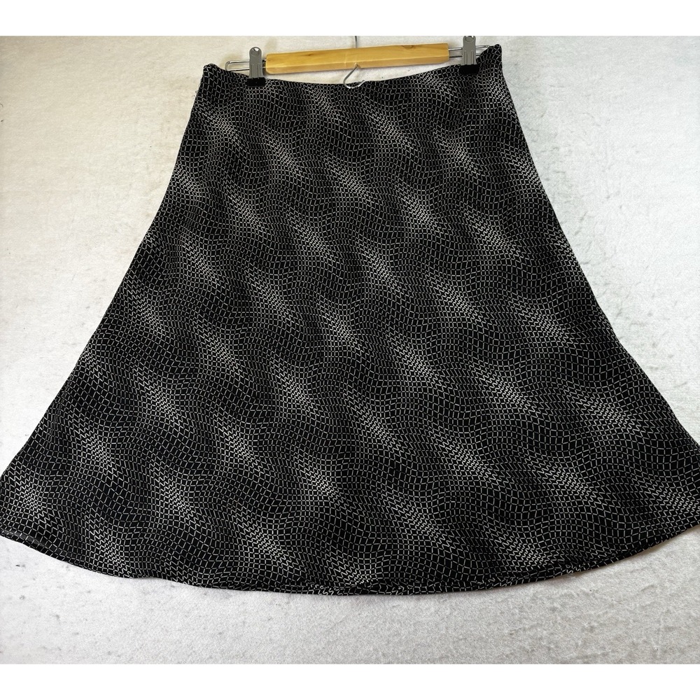 Tribal Womens Size 8 Midi Skirt Black & White Geometric A-Line Elastic Waist
